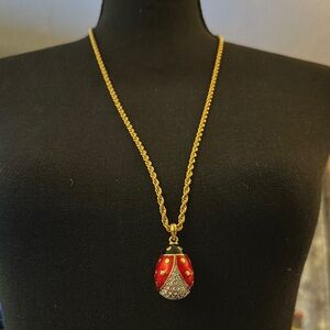 Joan Rivers Gold and Red Ladybug Necklace